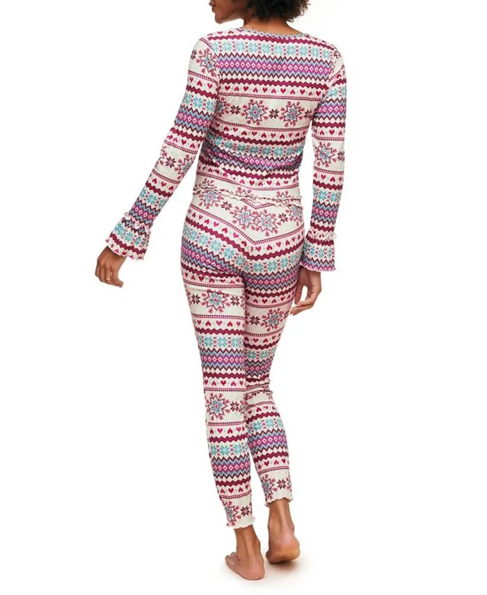 Audra Women's Long Sleeve Pajama Top & Adore Me Leggings Set , multicolor