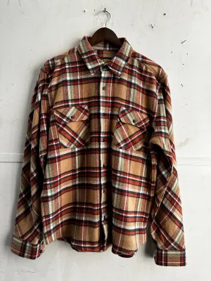 Bryson Shirt | Beige, Red, White, Green Flannel Check | Indigofera