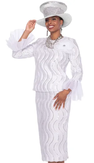 Champagne Italy Church Suit 5902-White/Silver