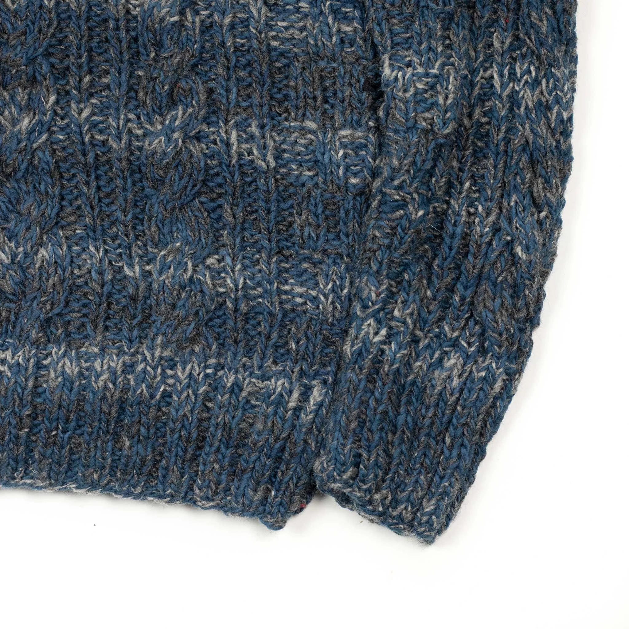 Chamula hand-knit Fisherman crewneck in blue grey mix wool