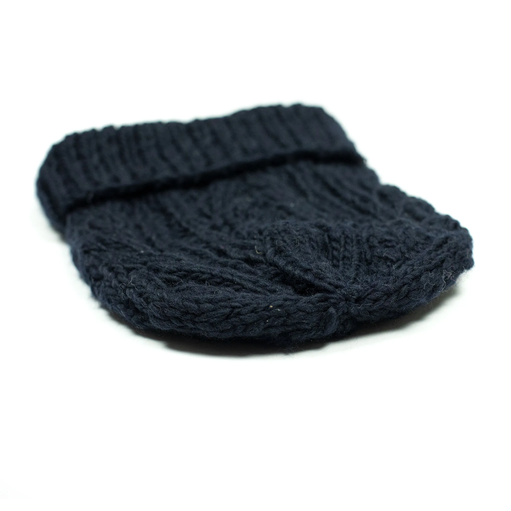 Chamula handknit fisherman hat in dark navy merino wool (restock)