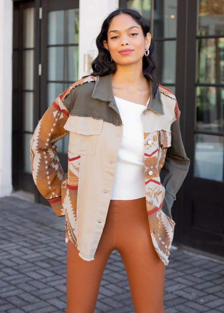 Cheyenne Aztec Jacket - Olive-***FINAL SALE***