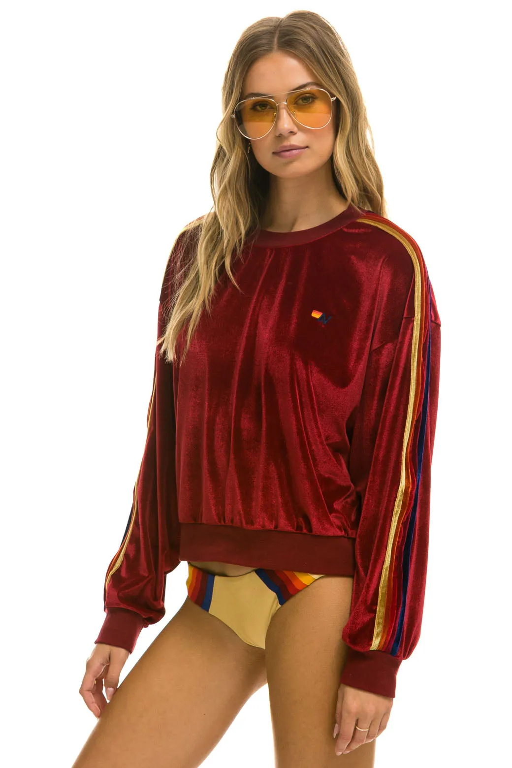 CLASSIC VELVET RELAXED SWEATSHIRT - RED