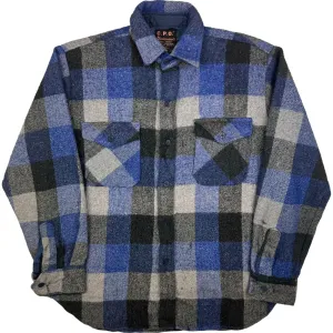 C.P.O. Alexanders 80's Plaid Heavyweight Flannel Shirt Blue