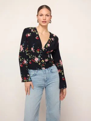 Demi Black Trailing Floral Print Top