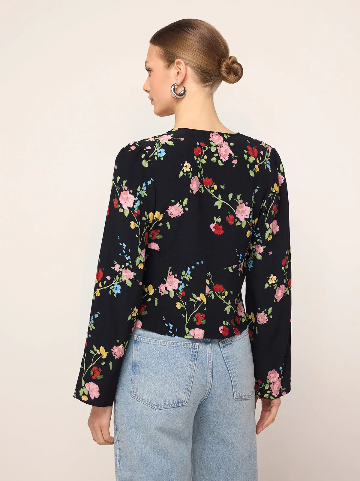 Demi Black Trailing Floral Print Top