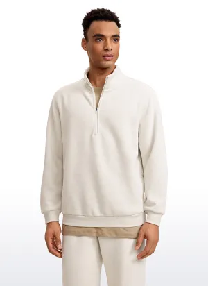 Fleece Lined Half Zip Sweatshirts Mock Neck