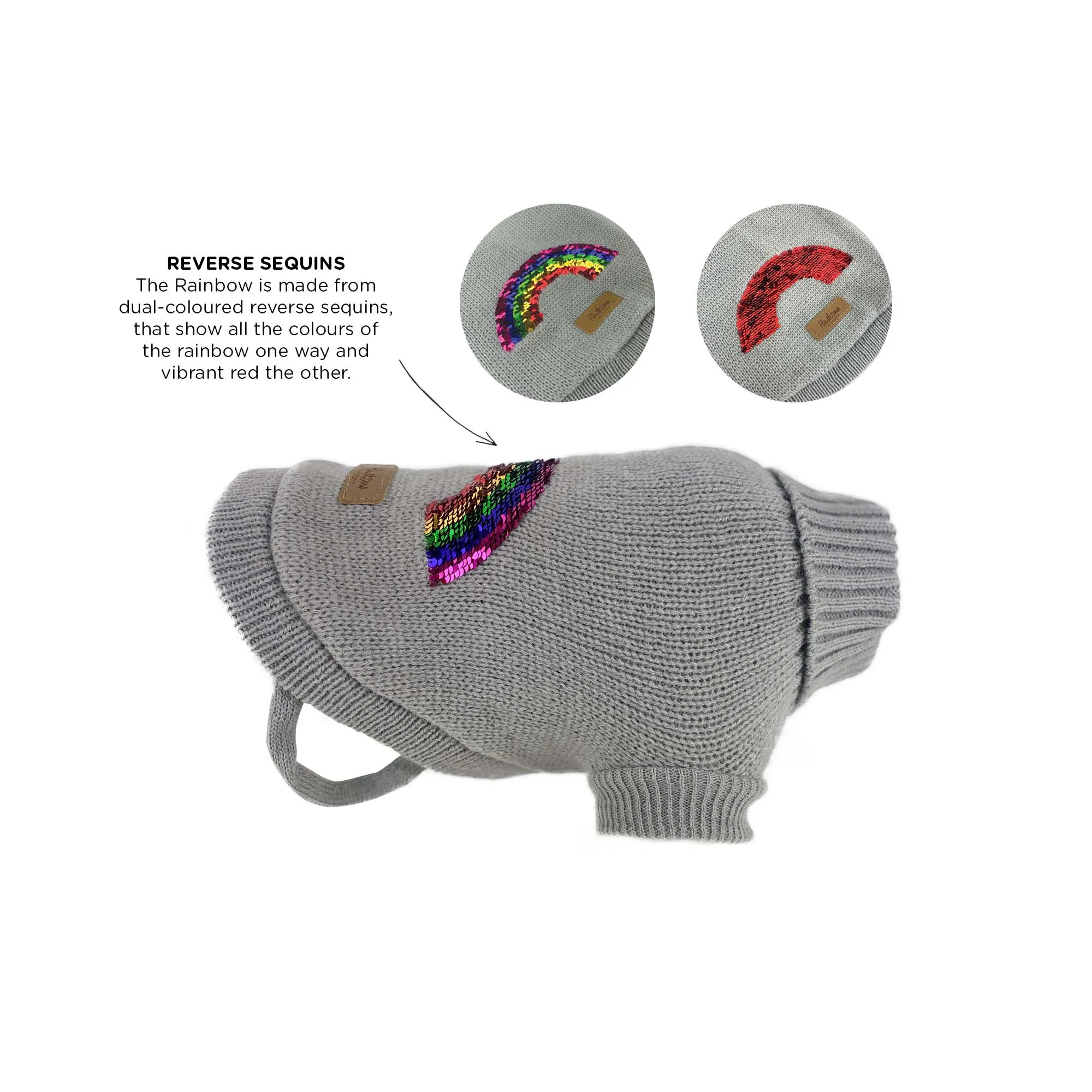 Huskimo Rainbow Dog Jumper Grey 52.5cm Medium***