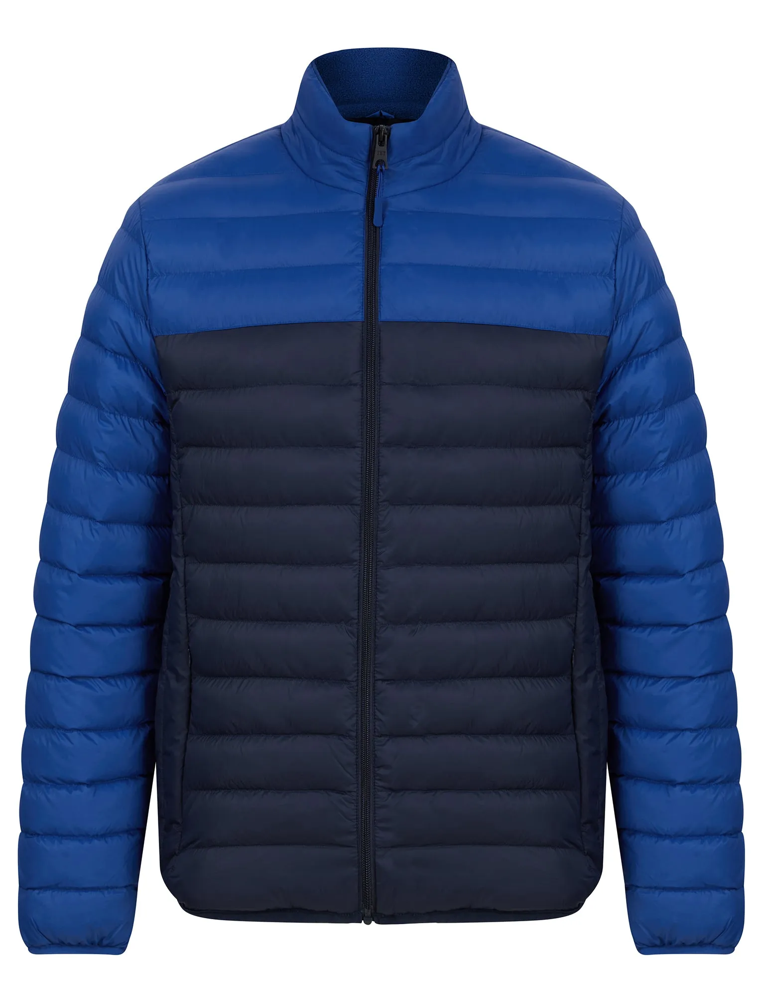 Inali Colour Block Funnel Neck Quilted Puffer Jacket with Fleece Lined Collar in Sodalite Blue - Tokyo Laundry