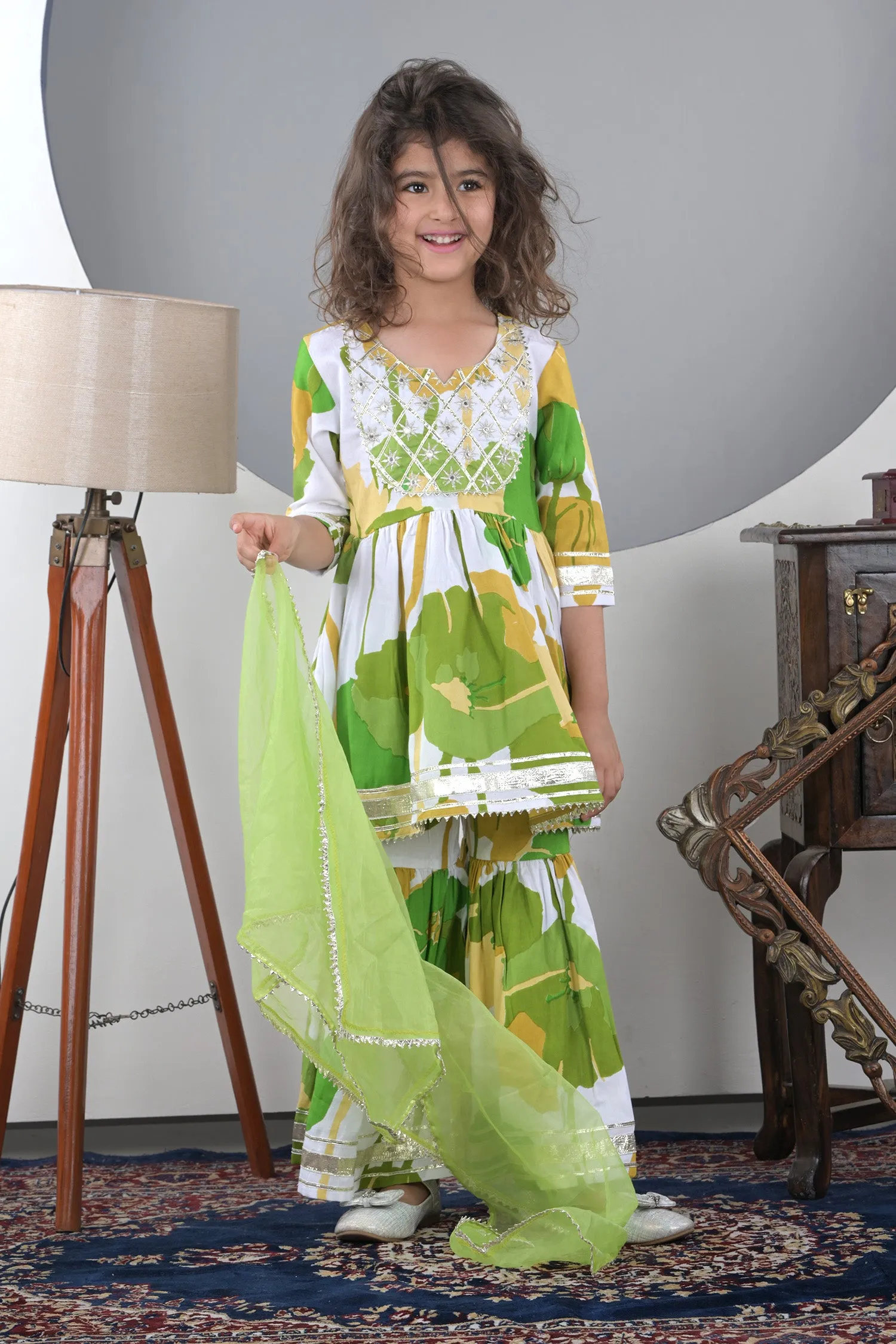 Lime Garden Sharara Set