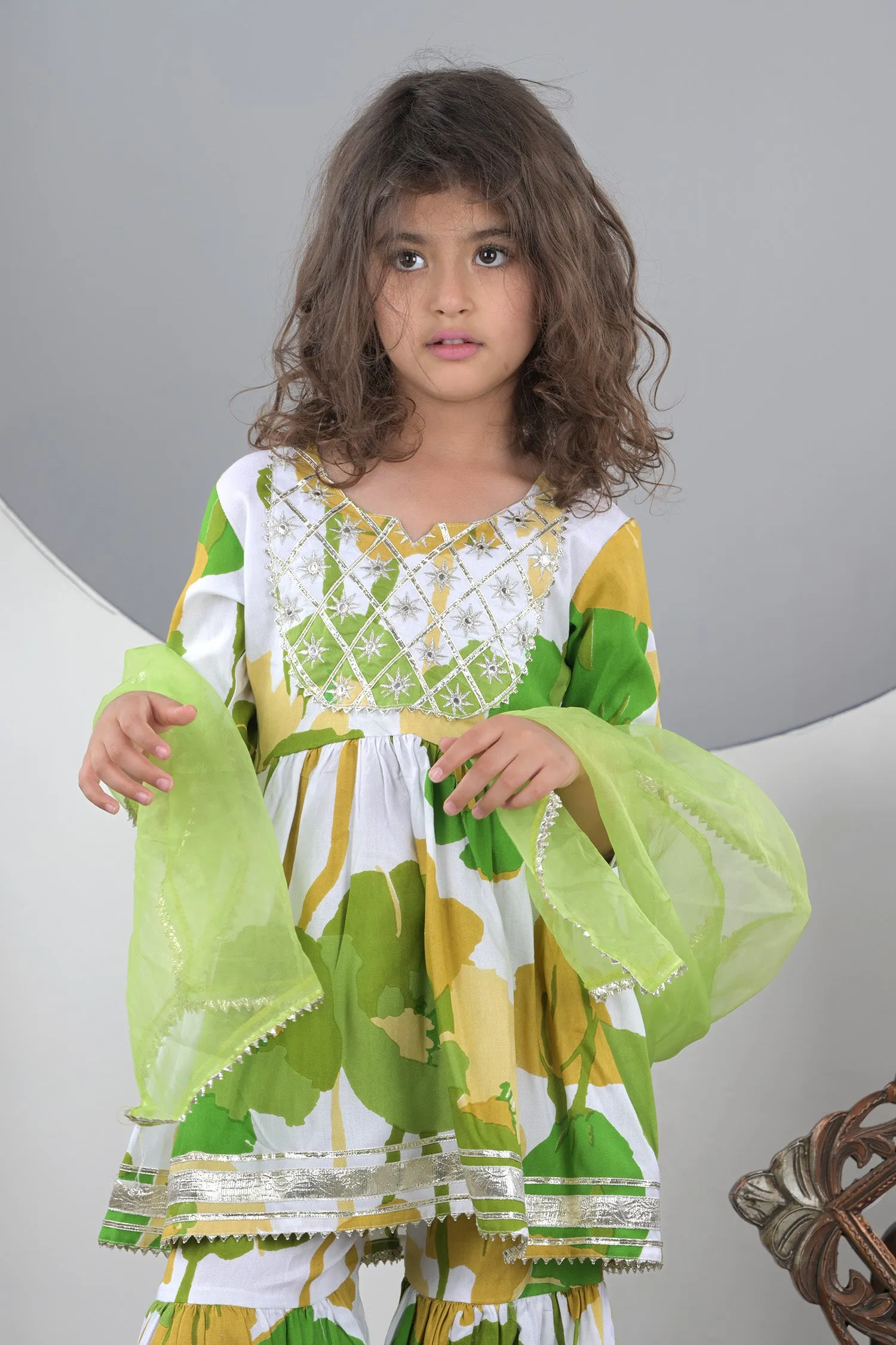 Lime Garden Sharara Set