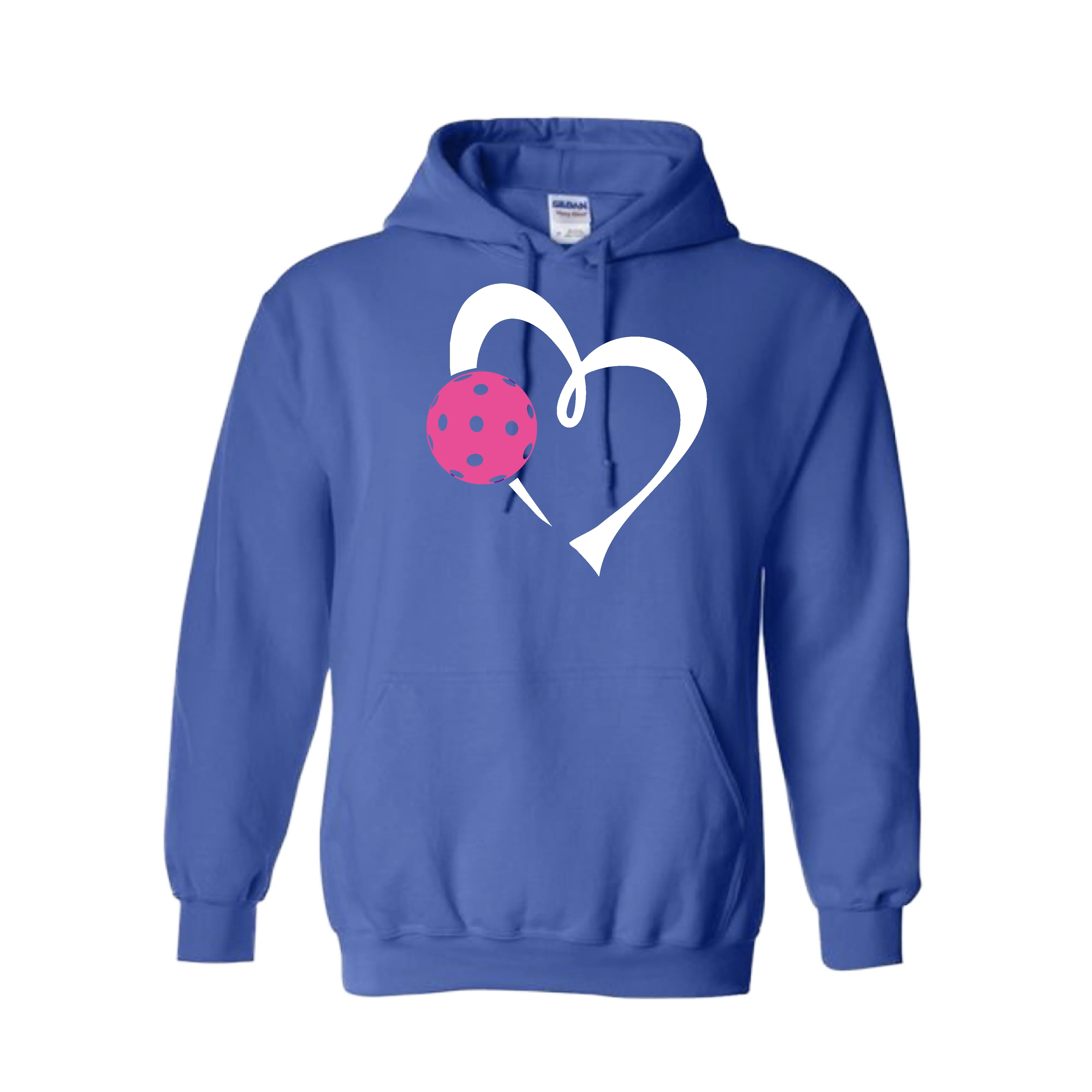 Love Pickleball Heart (Pink) | Unisex Hoodie Pickleball Sweatshirt | 50% Cotton 50% Polyester