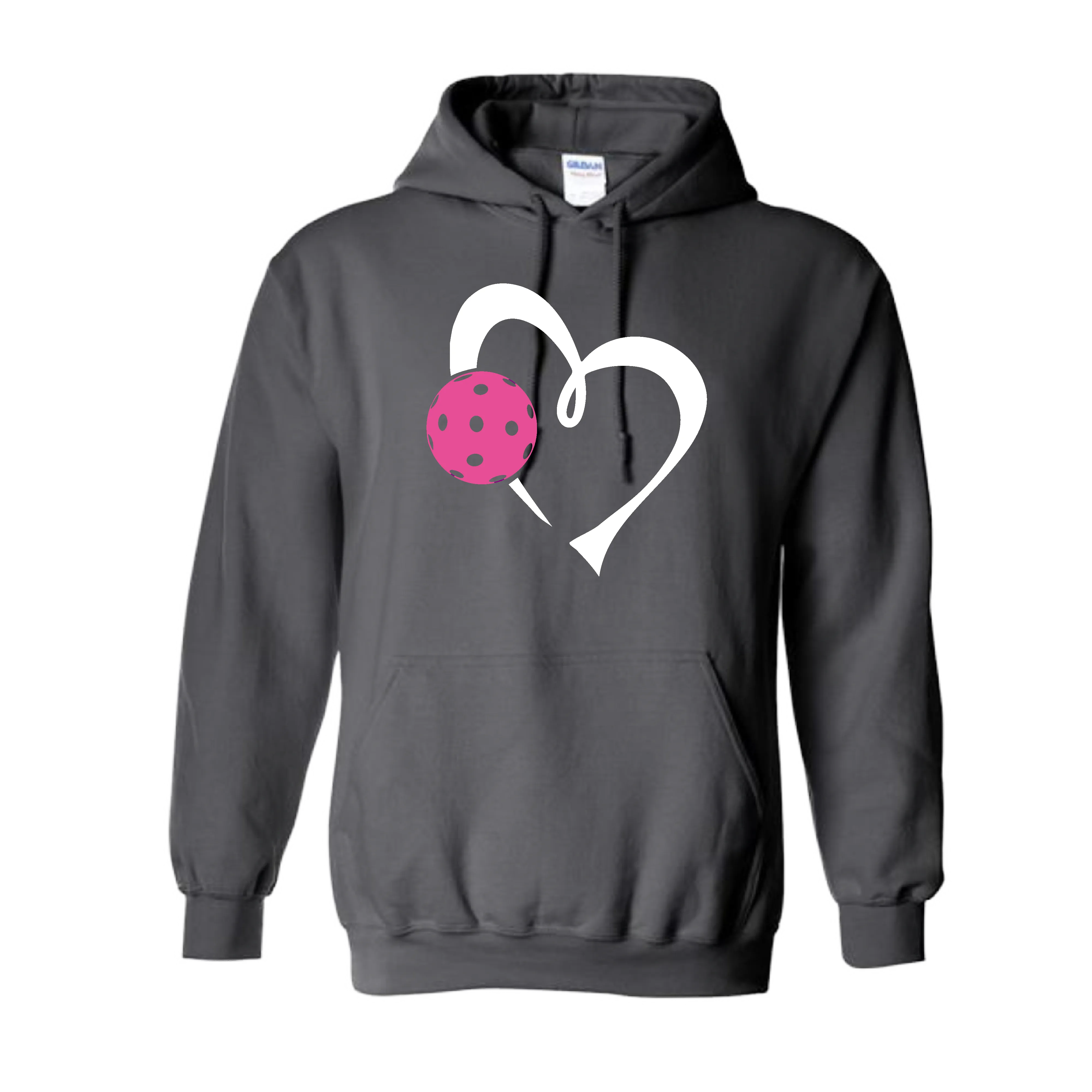 Love Pickleball Heart (Pink) | Unisex Hoodie Pickleball Sweatshirt | 50% Cotton 50% Polyester