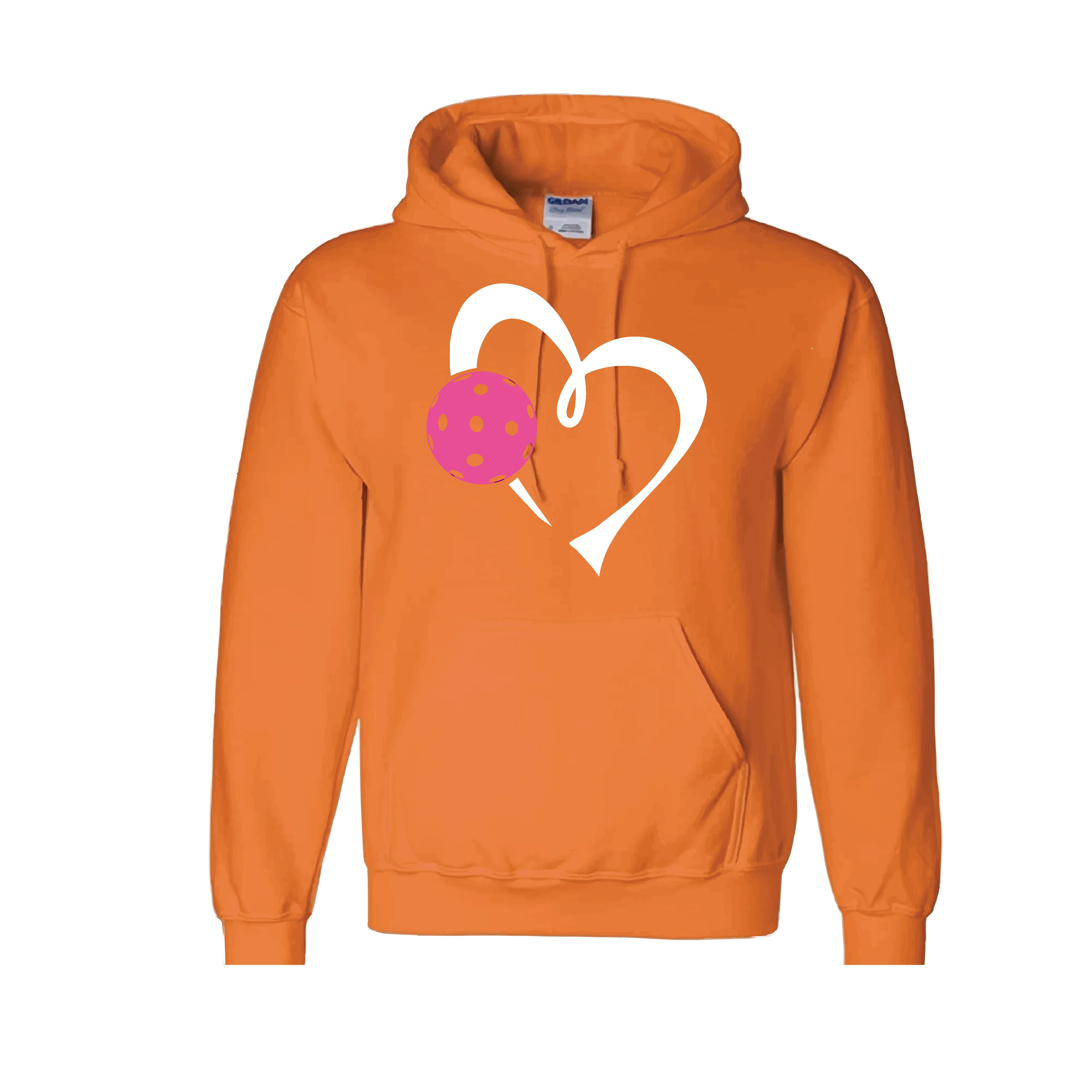 Love Pickleball Heart (Pink) | Unisex Hoodie Pickleball Sweatshirt | 50% Cotton 50% Polyester