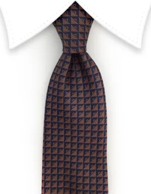 Navy & Orange Geometric Tie