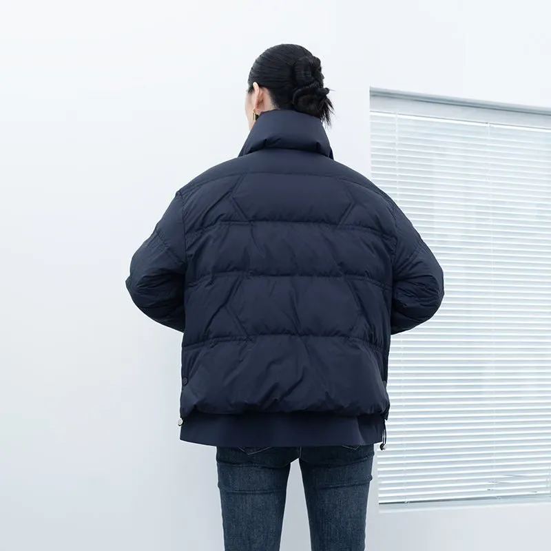 Navy Blue Short Winter Down Jacket