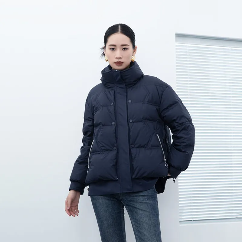 Navy Blue Short Winter Down Jacket