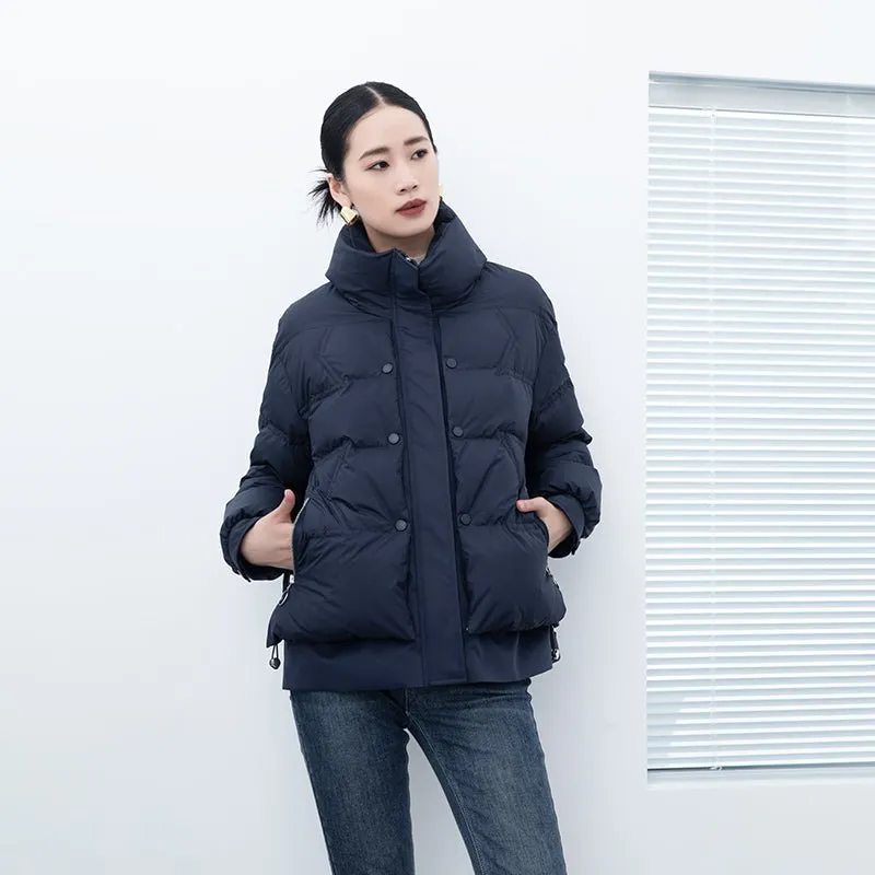 Navy Blue Short Winter Down Jacket