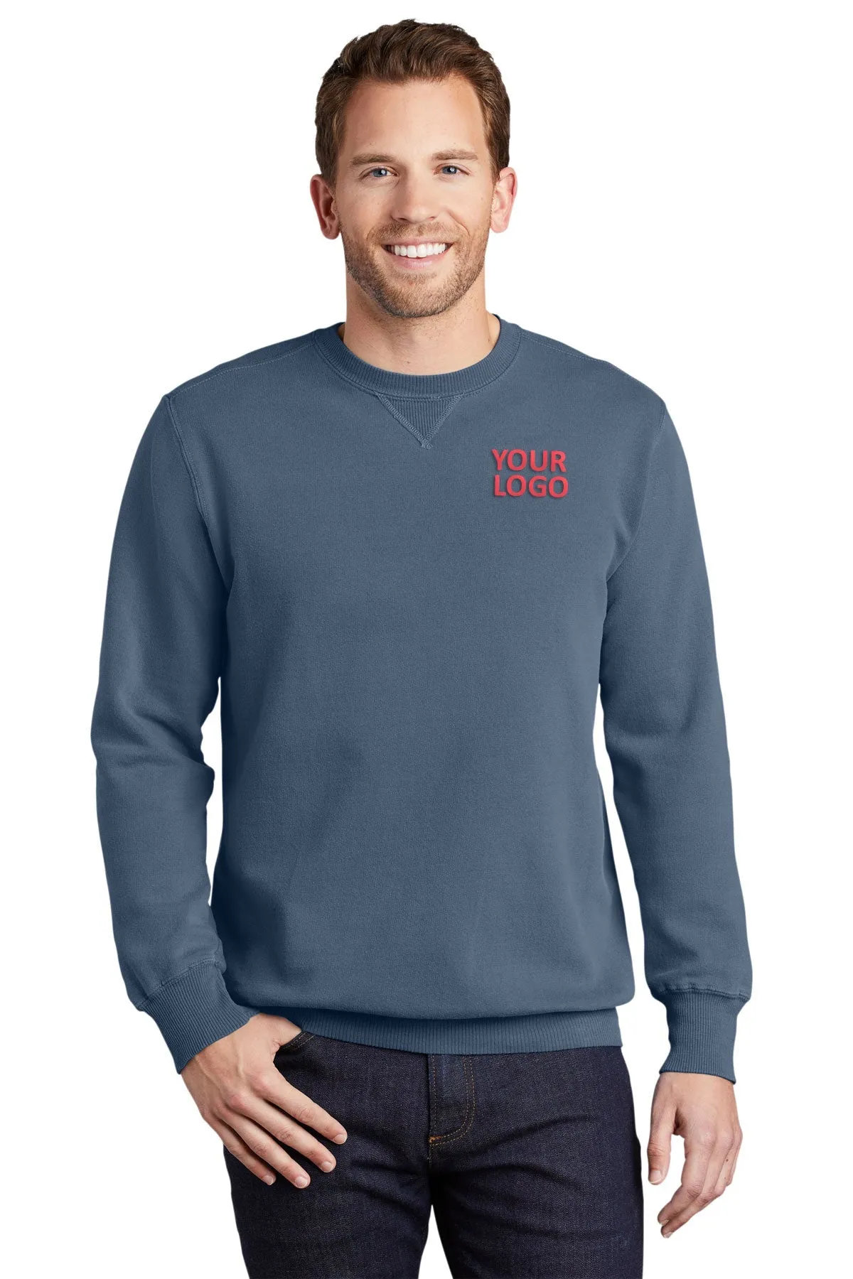 Port & Company Pigment Dyed Custom Sweatshirts, Denim Blue