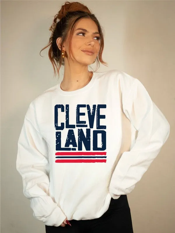 Red/Blue Cleveland Game Day Crew Sweatshirt