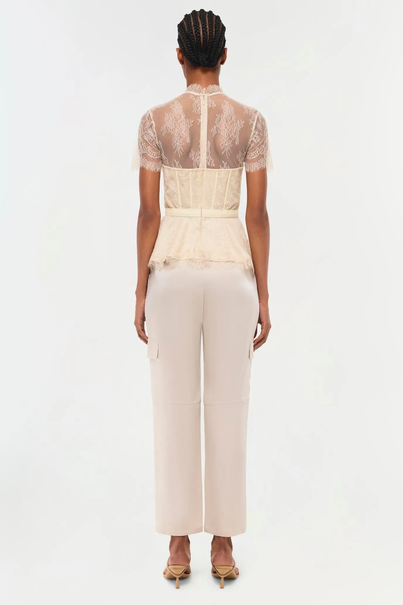 SIMKHAI - Kehlani Lace Bustier Top in Champagne