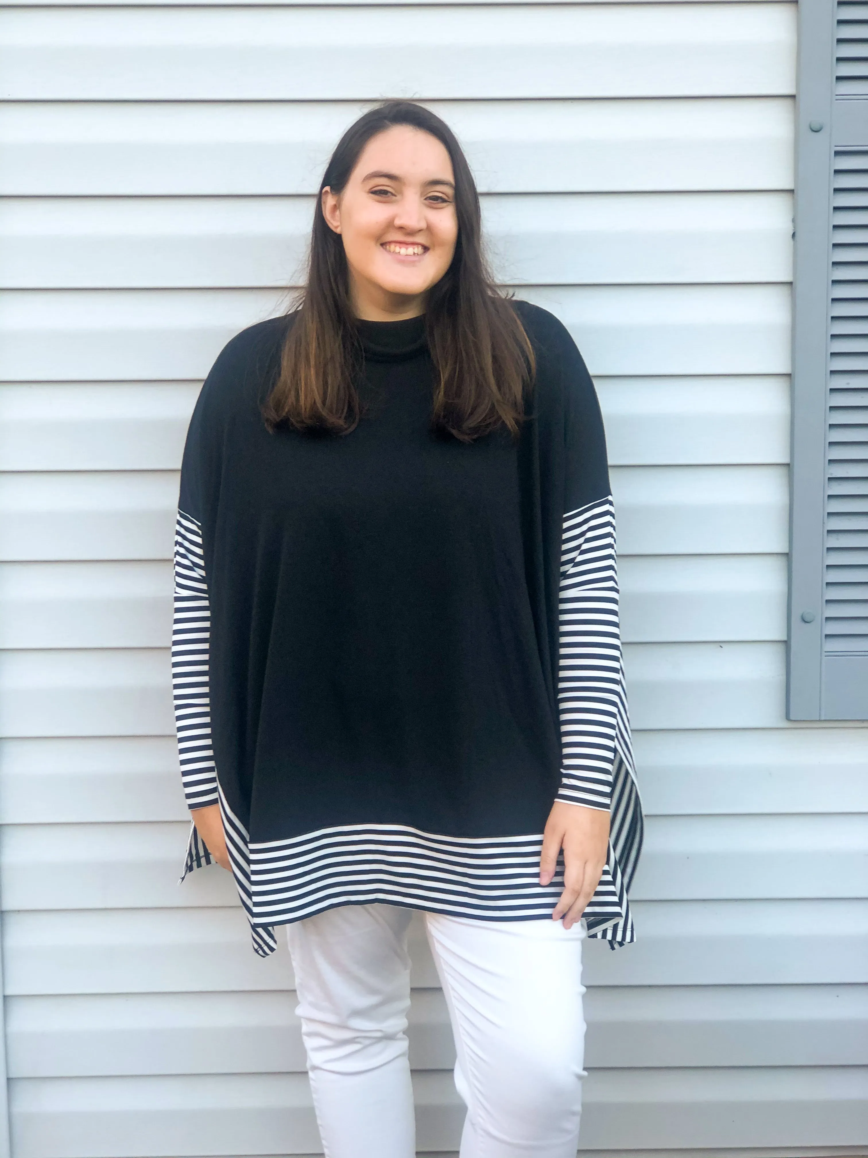 Smooth Sailing Black & White Striped Sleeve Top