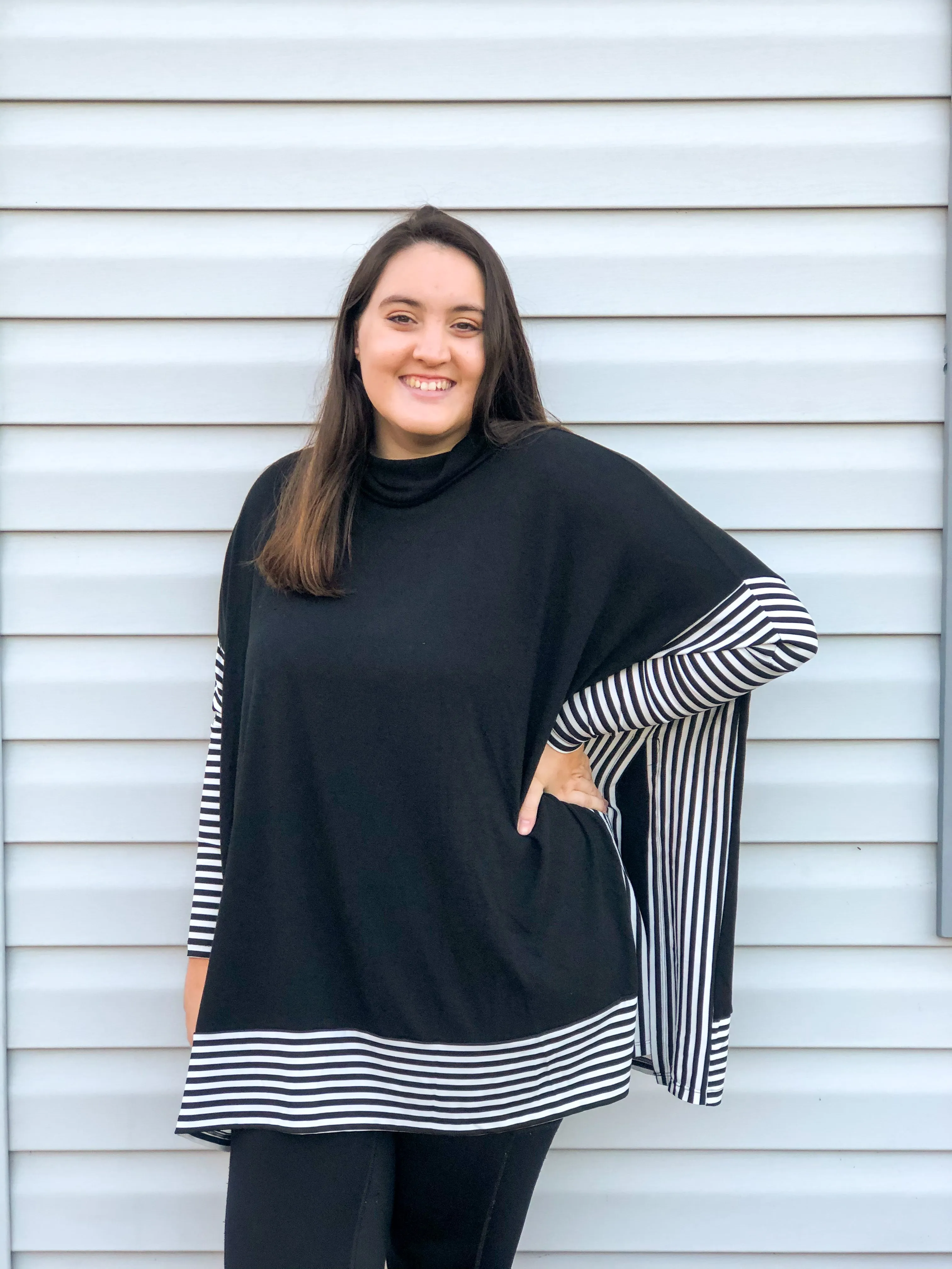 Smooth Sailing Black & White Striped Sleeve Top