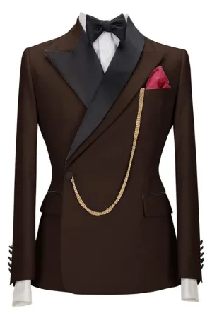 Stylish Brown Peaked Lapel Tuxedo Two Pieces Prom Suits for Men