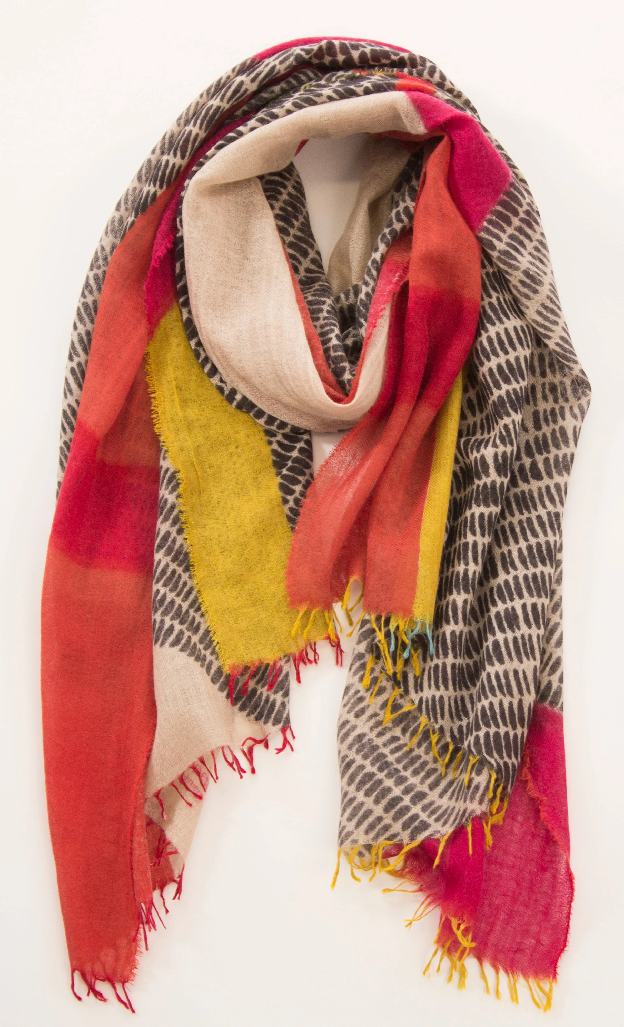 Superfine Cashmere Scarf - Large Dashes ((JKD 58c)