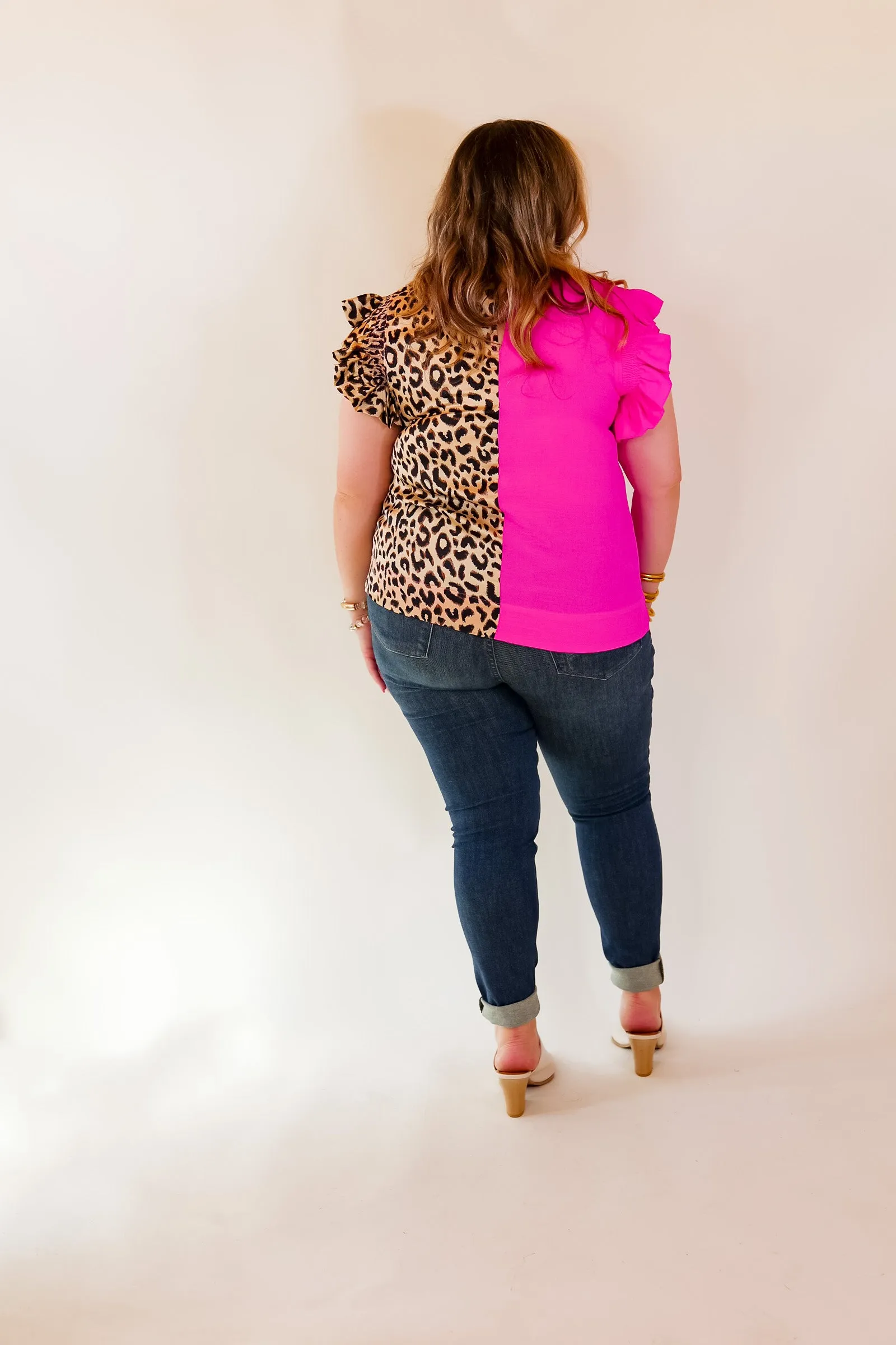 The Lively Side Split Print Top in Cheetah Print and Hot Pink