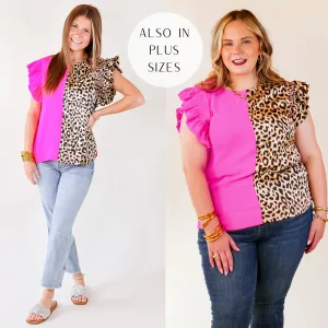 The Lively Side Split Print Top in Cheetah Print and Hot Pink