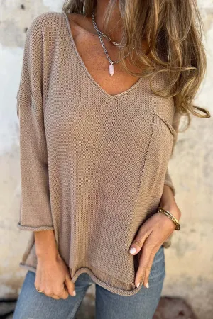 V Neck Lightweight Crochet  Sweater Tops