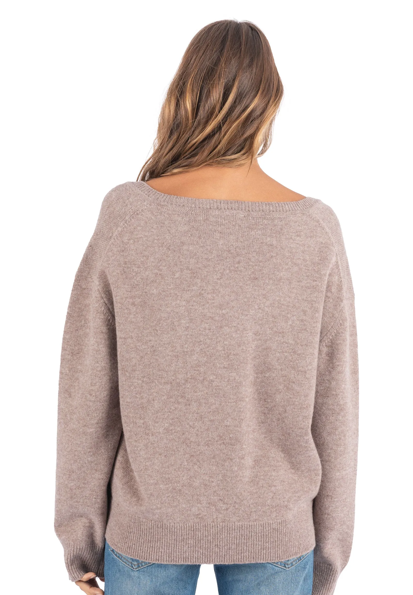 Valentina Beige Melange Oversized Merino Wool Sweater