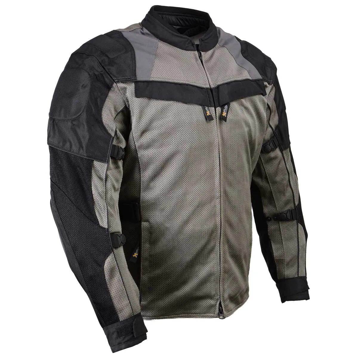 Xelement XS8162 Men's 'Venture' All Season Black with Grey Tri-Tex and Mesh Motorcycle Jacket with X-Armor